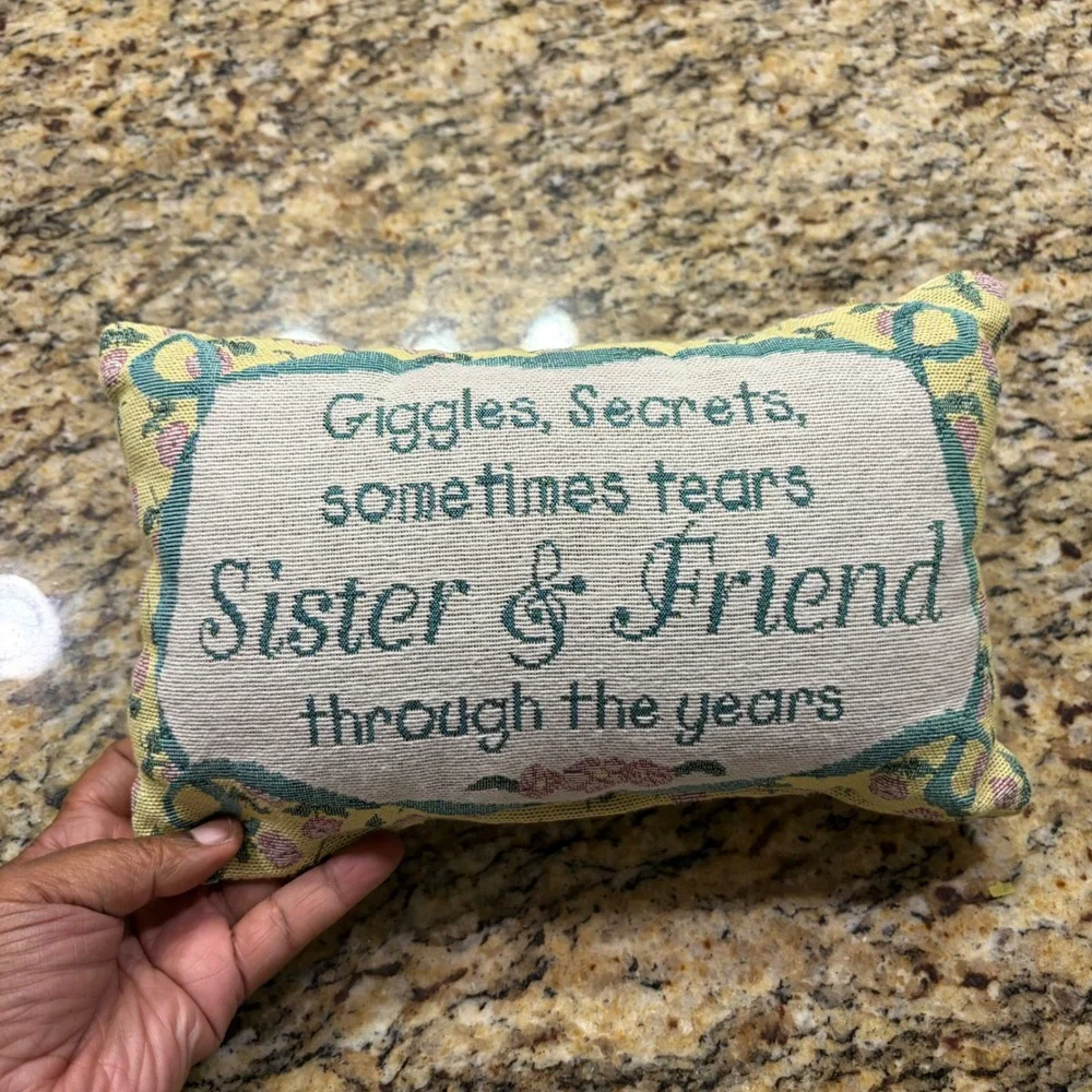 Vintage Woven Tapestry Sister & Friend Sentimental Decorative Accent Pillow